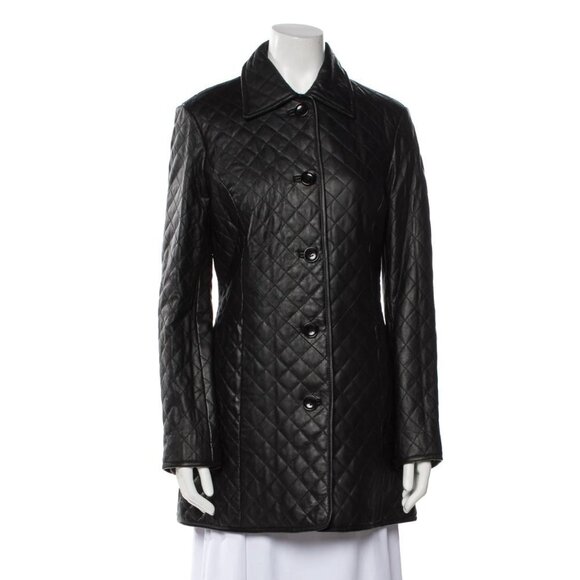 Neiman Marcus Black Quilted Leather Jacket Sz 2X - Picture 2 of 7